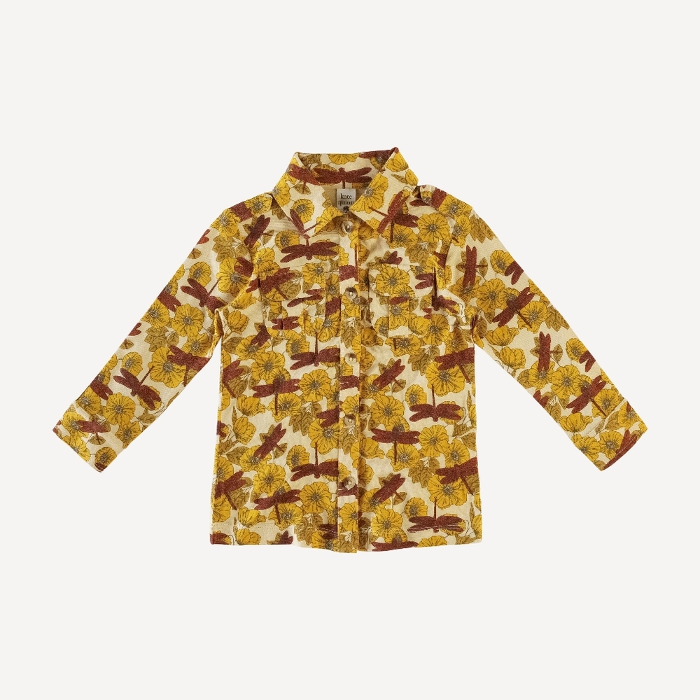 NWT 4T Kate Quinn Organics Long Sleeve Military Top Dragonfly Garden Bamboo